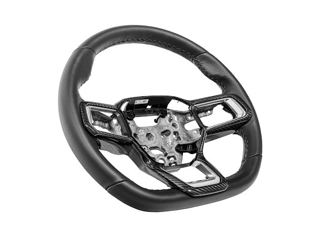 2024-Up Ford Mustang S650 | CARBON FIBER Stick-On Steering Wheel Interior Trim Cover