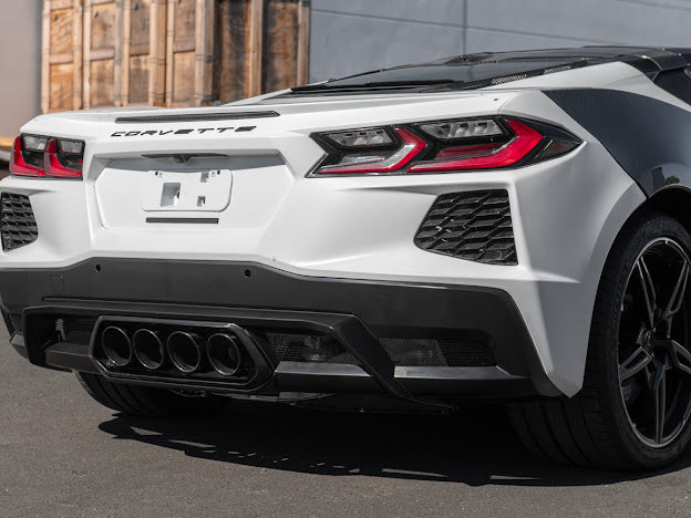 2020-Up Corvette C8 | Z06 Style Rear Center Quad Tips Exhaust Exit Grille Diffuser