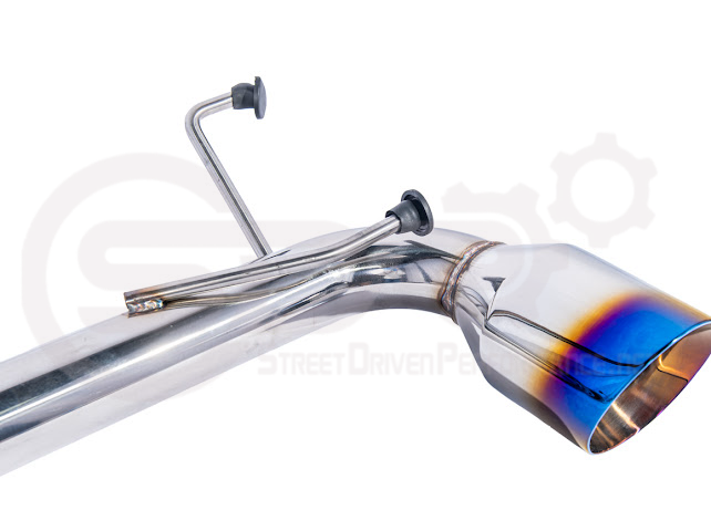 Street Driven Performance axle back exhaust for 2013-2021 Scion FR-S, Subaru BRZ, Toyota 86 with chrome or burnt blue tips, dual exhaust.