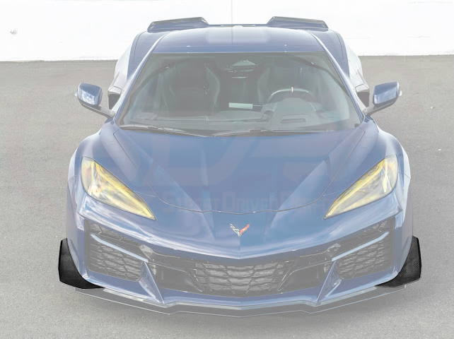 2023-UP CORVETTE C8 Z06, E-RAY, ZR1 | Z07 PERFORMANCE PACKAGE CARBON FIBER FRONT BUMPER SIDE CANARDS DRIVE PLANES PAIR