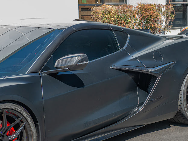 2023+ CORVETTE C8 E-RAY / Z06 | CARBON FIBER SIDE FENDER VENT DOOR TRIM REPLACEMENT PAIR