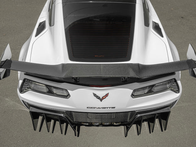 2014-2019 Corvette C7 Performance Track CARBON FIBER Rear Bumper Finned Diffuser
