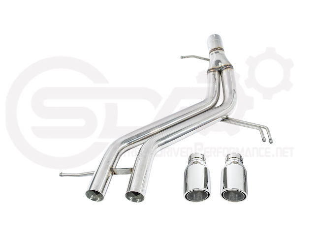 Hyundai Veloster Turbo exhaust axle back with dual 4-inch burnt tips or chrome, aftermarket muffler delete from Street Driven Performance.