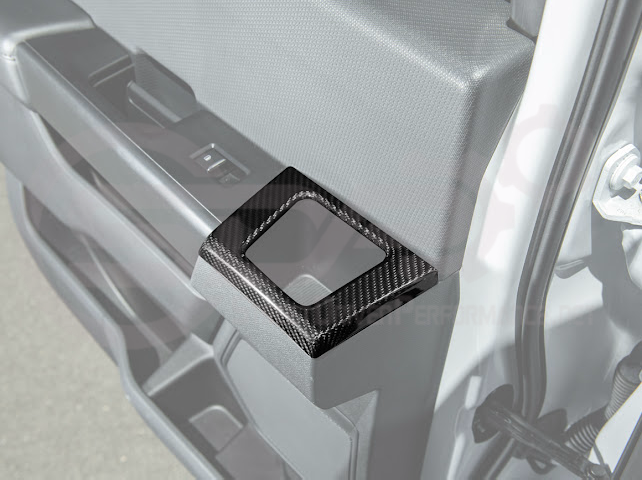 2021-UP FORD F-150 | FACTORY STYLE CARBON FIBER REAR DOOR TRIM ARMREST CUP HOLDER PANEL COVER