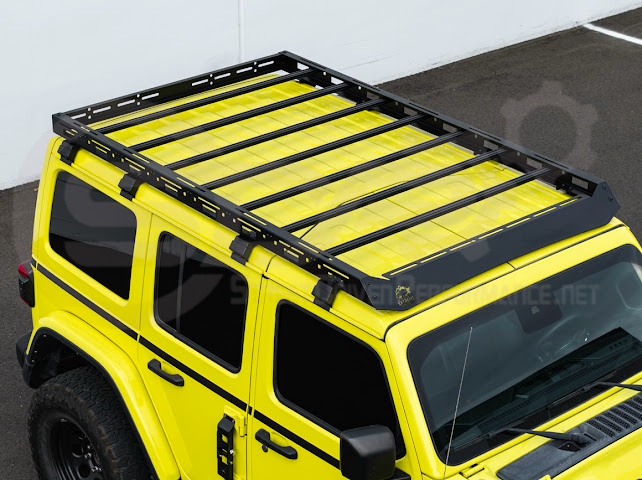2018-UP JEEP WRANGLER JL & 2020-PRESENT JEEP GLADIATOR JT | CARBON STEEL BLACK TOP ROOF CARGO RACK (FULL & HALF LENGTH)