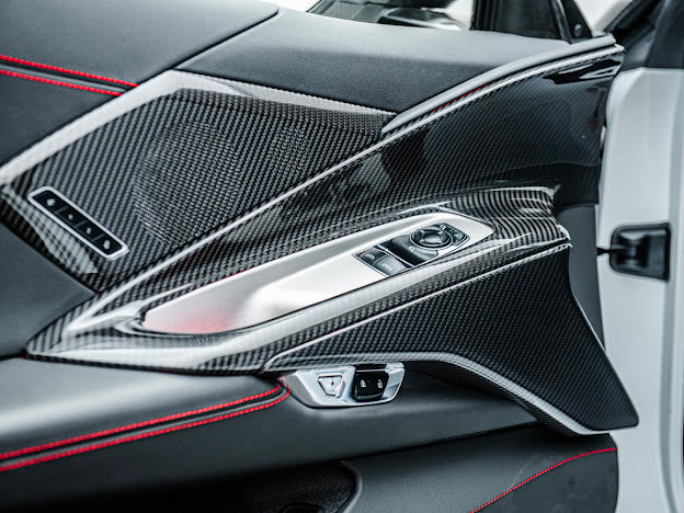 2020+ CHEVROLET CORVETTE C8 CARBON FIBER WINDOW SWITCH TRIM & PILLAR PANEL REPLACEMENT