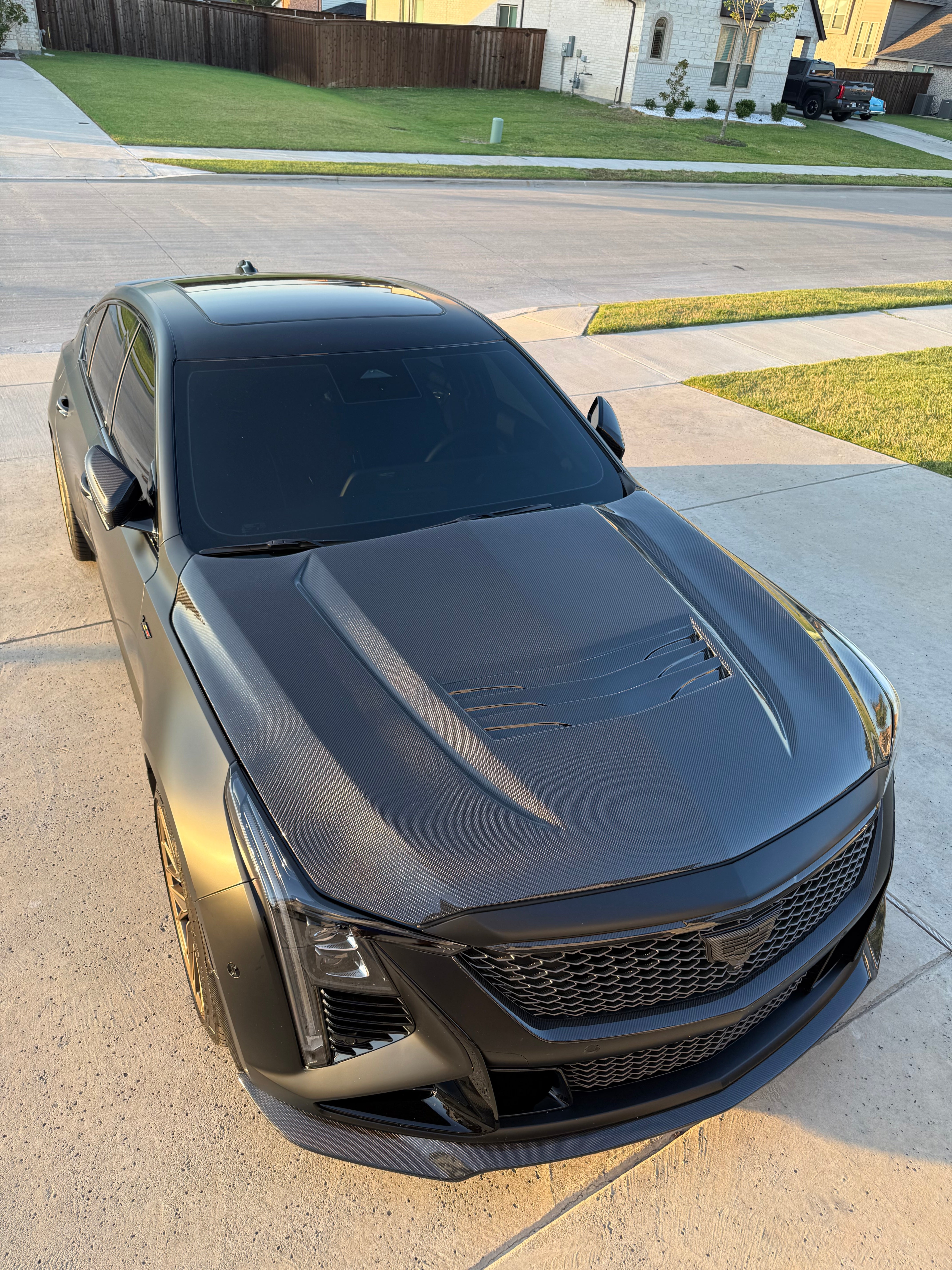 2025-PRESENT CADILLAC CT5-V BLACKWING | FACTORY OEM STYLE CARBON FIBER FRONT LIP SPLITTER GROUND EFFECTS & WHEEL ARCHES