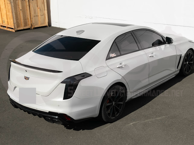 2020-Up Cadillac CT4 | SMOKE TINTED Rear Tail Light Trim Bezel Cover Pair
