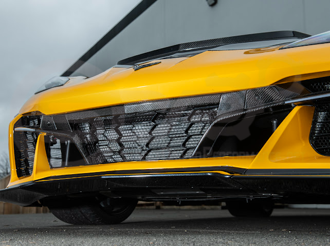 2023-Up Corvette C8 Z06 | Factory Style CARBON FIBER Front Grille License Holder Tow Trim