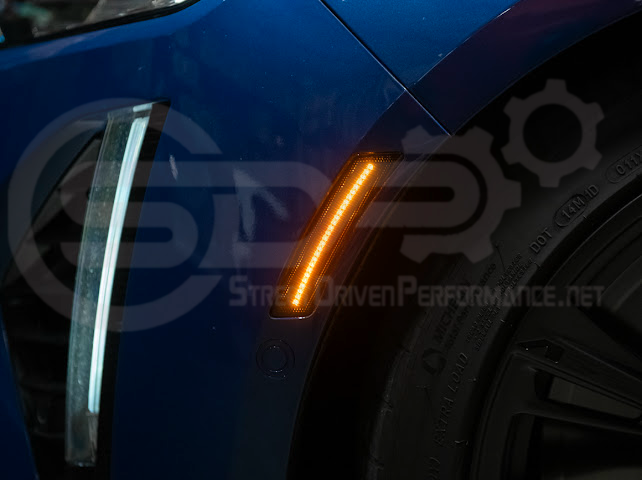2020-Up Cadillac CT5 | Front Bumper Amber LED Reflector Light Side Marker Pair (Clear, Amber or Smoke Lens)