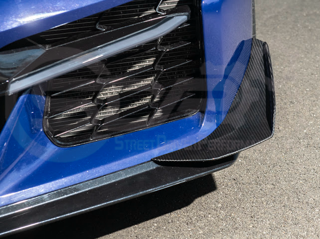2023-UP CORVETTE C8 Z06, E-RAY, ZR1 | Z07 PERFORMANCE PACKAGE CARBON FIBER FRONT BUMPER SIDE CANARDS DRIVE PLANES PAIR