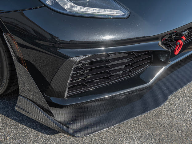 2019 CHEVROLET CORVETTE C7 ZR1 CARBON FIBER FRONT BUMPER VENT BROWS INSERTS (PAIR)
