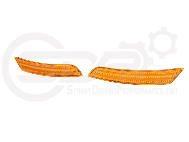 2016-2024 Chevrolet Camaro | Front Bumper Side Marker Lens w/ Amber LED Reflector Light Pair (Clear / Amber / Smoke)