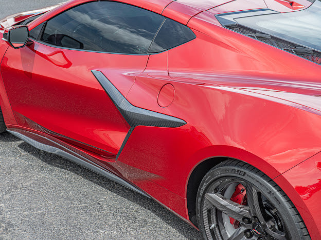 2023+ CHEVROLET CORVETTE C8 Z06/ E-RAY | CARBON FIBER SIDE FENDER VENT DOOR HANDLE TRIM PAIR