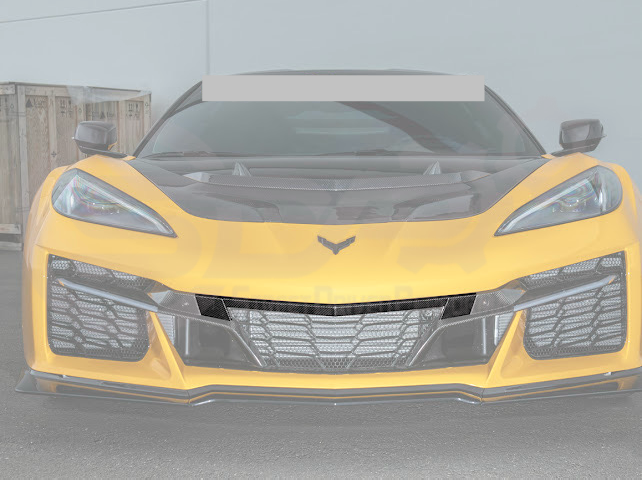 2023-Up Corvette C8 Z06 | Factory Style CARBON FIBER Front Grille License Holder Tow Trim