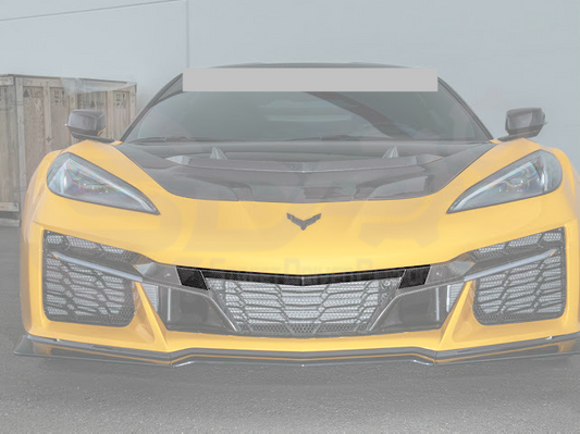 Corvette C8 Z06 factory style carbon fiber front grille license holder and tow trim for 2023-up exterior trim by Street Driven Performance