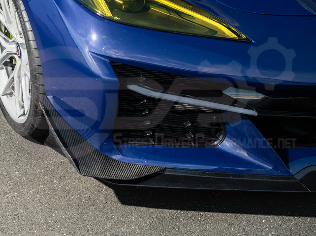 2023-UP CORVETTE C8 Z06, E-RAY, ZR1 | Z07 PERFORMANCE PACKAGE CARBON FIBER FRONT BUMPER SIDE CANARDS DRIVE PLANES PAIR