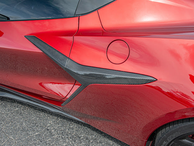 2023+ CHEVROLET CORVETTE C8 Z06/ E-RAY | CARBON FIBER SIDE FENDER VENT DOOR HANDLE TRIM PAIR