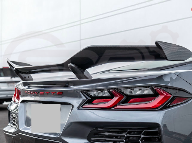 2023-Present Chevrolet Corvette C8 Z06 & E-Ray | Z06 GM Factory Style CARBON FIBER Rear High Wing Spoiler W/ Z07 Performance Package
