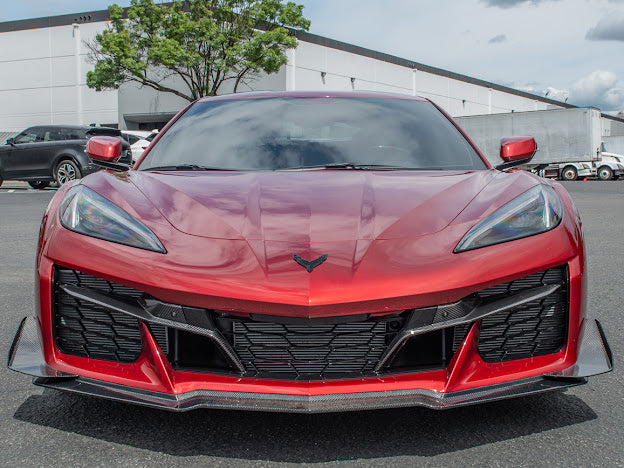 2023+ CHEVROLET CORVETTE C8 Z06 & E-RAY | Z07 PERFORMANCE PACKAGE CARBON FIBER LIP SPLITTER GROUND EFFECTS WITH CANARDS