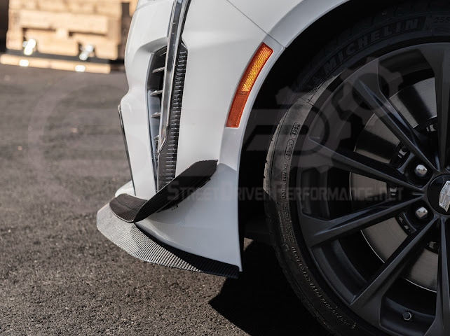 2020-UP CADILLAC CT4 BLACK WING | CARBON FIBER FRONT BUMPER CANARDS