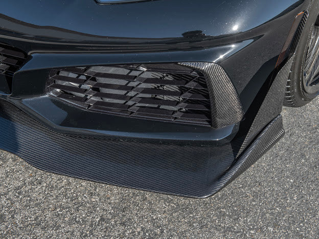 2019 CHEVROLET CORVETTE C7 ZR1 CARBON FIBER FRONT SPLITTER SIDE WINGLET EXTENSIONS (PAIR)