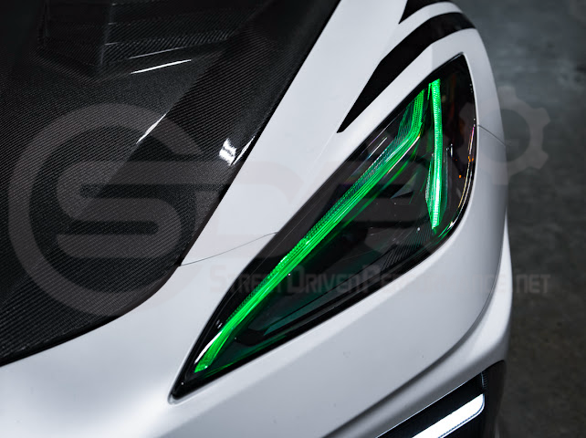 2020-Up Chevrolet Corvette C8 | Custom DRL Conversion Front Headlight Module Set Pair (Amber, Blue, Green, or Red)
