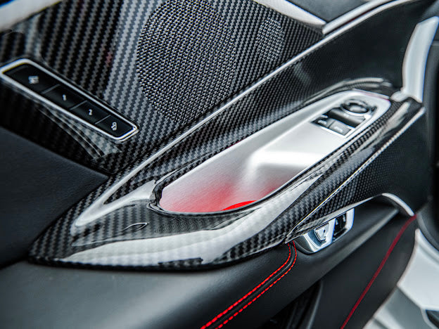 2020+ CHEVROLET CORVETTE C8 CARBON FIBER WINDOW SWITCH TRIM & PILLAR PANEL REPLACEMENT