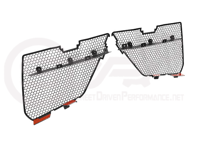2020+ CHEVROLET CORVETTE C8 STINGRAY & Z51 | FACTORY OEM STYLE GLOSSY BLACK FRONT BUMPER LOWER AIR INLET MESH GRILLE GUARDS
