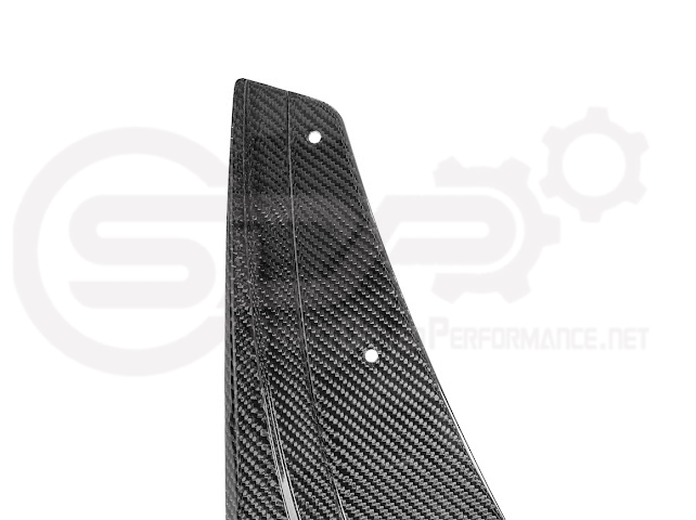 Pair of carbon fiber front and rear mud flaps for 2022-up Cadillac CT5-V Blackwing, designed to protect vehicle from debris.