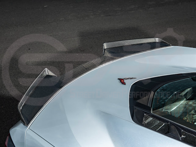 2023-Up CORVETTE C8 Z06 / E-RAY / ZR1 | Z06 FACTORY STYLE CARBON FIBER REAR SPOILER WING WITH 1.5 INCH EXTENDED WICKERBILL WINGLETS