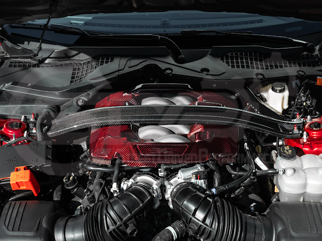 2024-Up Ford Mustang S650 | S650 Dark Horse Style CARBON FIBER Engine Strut Brace Balance Tower Bar