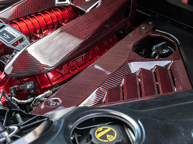 2023-Up Corvette C8 Z06 Coupe | RED CARBON FIBER Engine & Bay Panel Cover