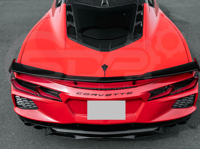 2020-Up Corvette C8 Stingray & Z51 |FaceliftedbRear Trunk High Wing Spoiler (Matte Black or Carbon Flash)