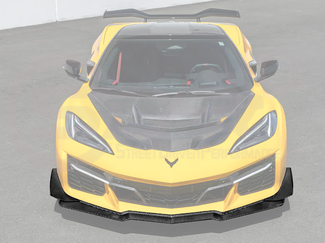 2023+ CHEVROLET CORVETTE C8 Z06 & E-RAY | Z07 PERFORMANCE PACKAGE CARBON FIBER LIP SPLITTER GROUND EFFECTS WITH NO DRILL CANARDS