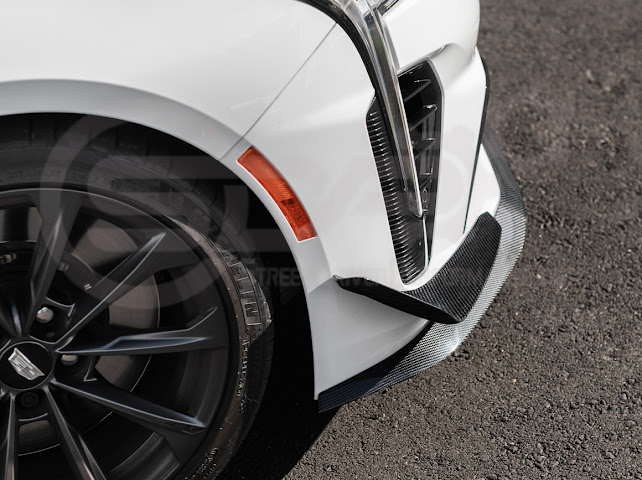 2020-UP CADILLAC CT4-V BLACKWING | CARBON FIBER FRONT LIP SPLITTER WITH CANARDS GROUND EFFECTS