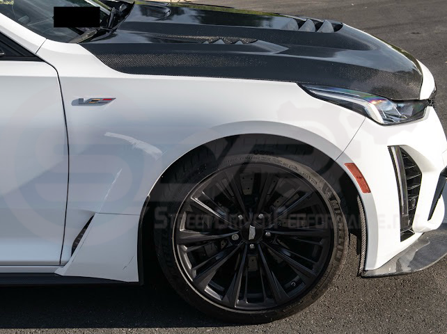 2022-2024 CADILLAC CT5-V BLACKWING SEDAN | CARBON FIBER FACTORY EXTENDED STYLE FRONT LIP SPLITTER GROUND EFFECTS