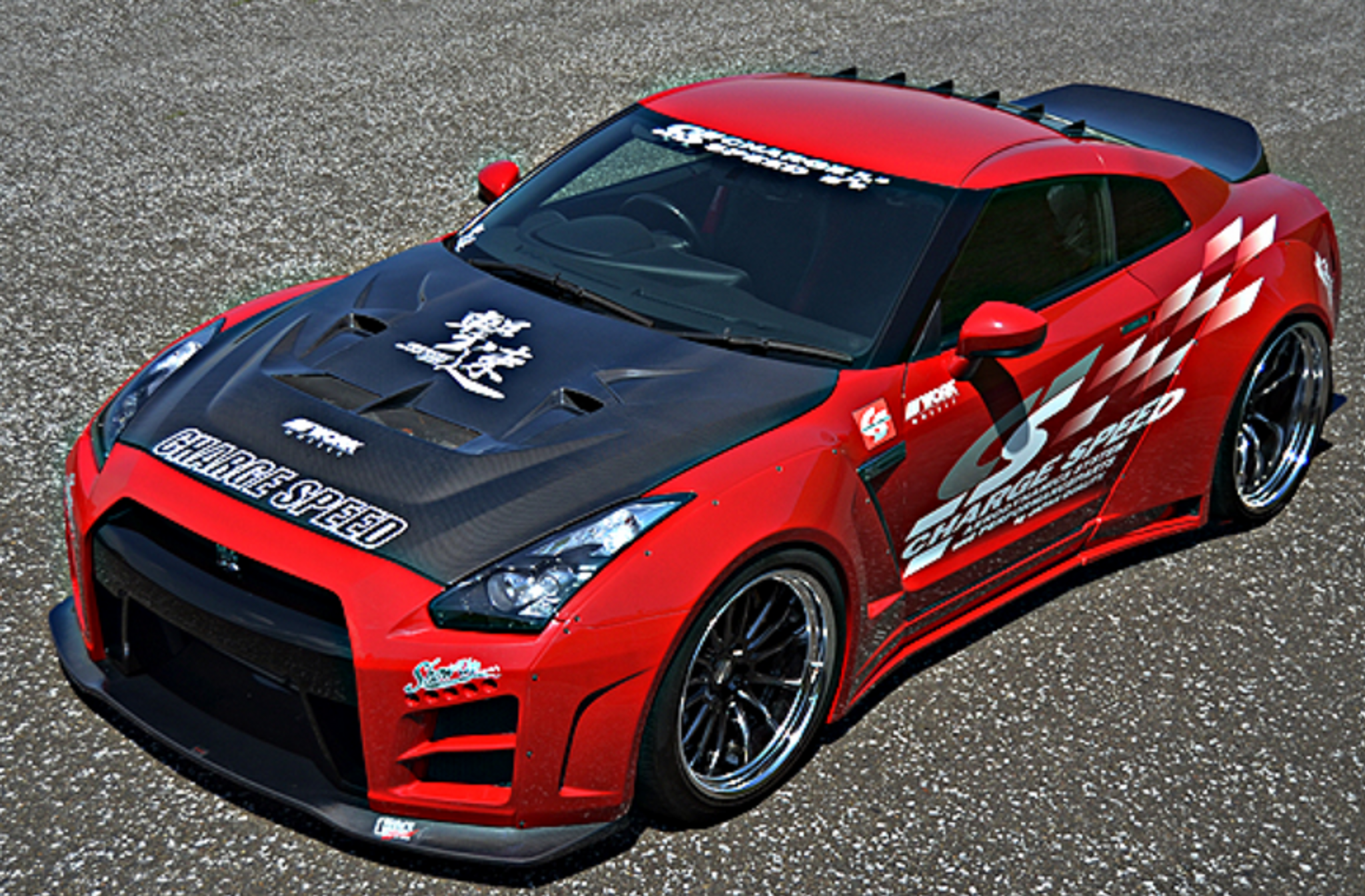 Charge Speed 2017-2024 Nissan ALL GTR R35 Kouki Wide Body Complete Kit with FRP Front & Rear Under Diffuser in Black Gel