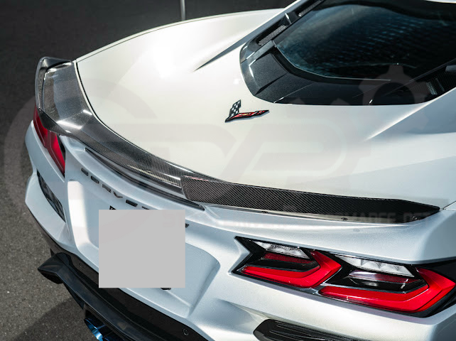 2023-Up CORVETTE C8 Z06 / E-RAY / ZR1 | Z06 FACTORY STYLE CARBON FIBER REAR SPOILER WING WITH 1.5 INCH EXTENDED WICKERBILL WINGLETS