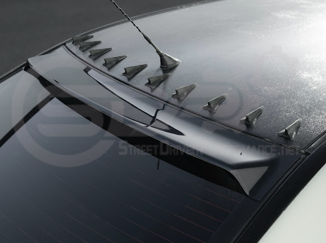 2003-2008 Toyota Corolla | JDM Tape-On Tinted Black Rear Roof Window Visor Guard