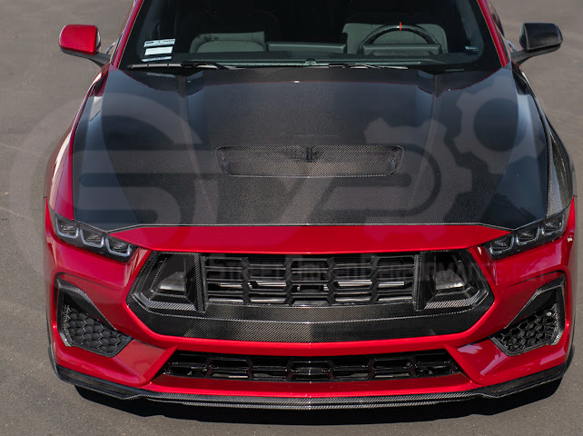 2024-Up Ford Mustang S650 | Factory Style CARBON FIBER Front Hood with Hood Vent (2 versions)