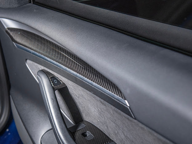 2020-UP TESLA MODEL 3 & Y CARBON FIBER INTERIOR DOOR TRIM PANEL COVER