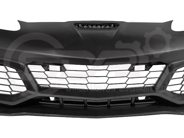 2005-2013 Corvette C6 Z06 | C7 ZR1 Style Primer Black Front Bumper Conversion Kit Replacement