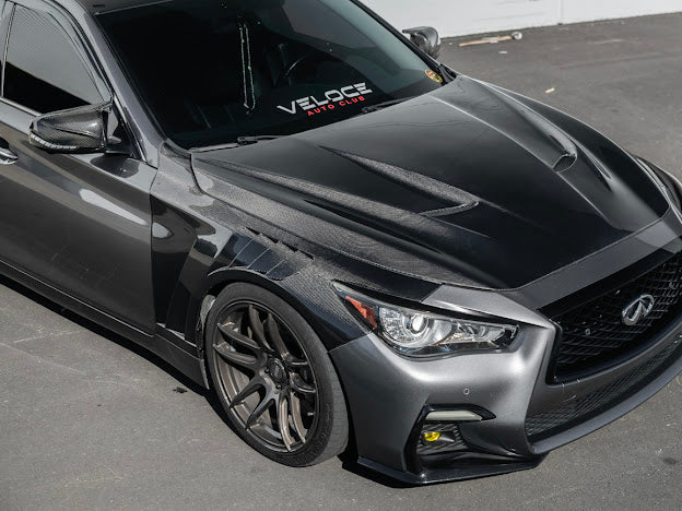 2014-Up Infiniti Q50 V37 | Performance CARBON FIBER Front Vented Hood