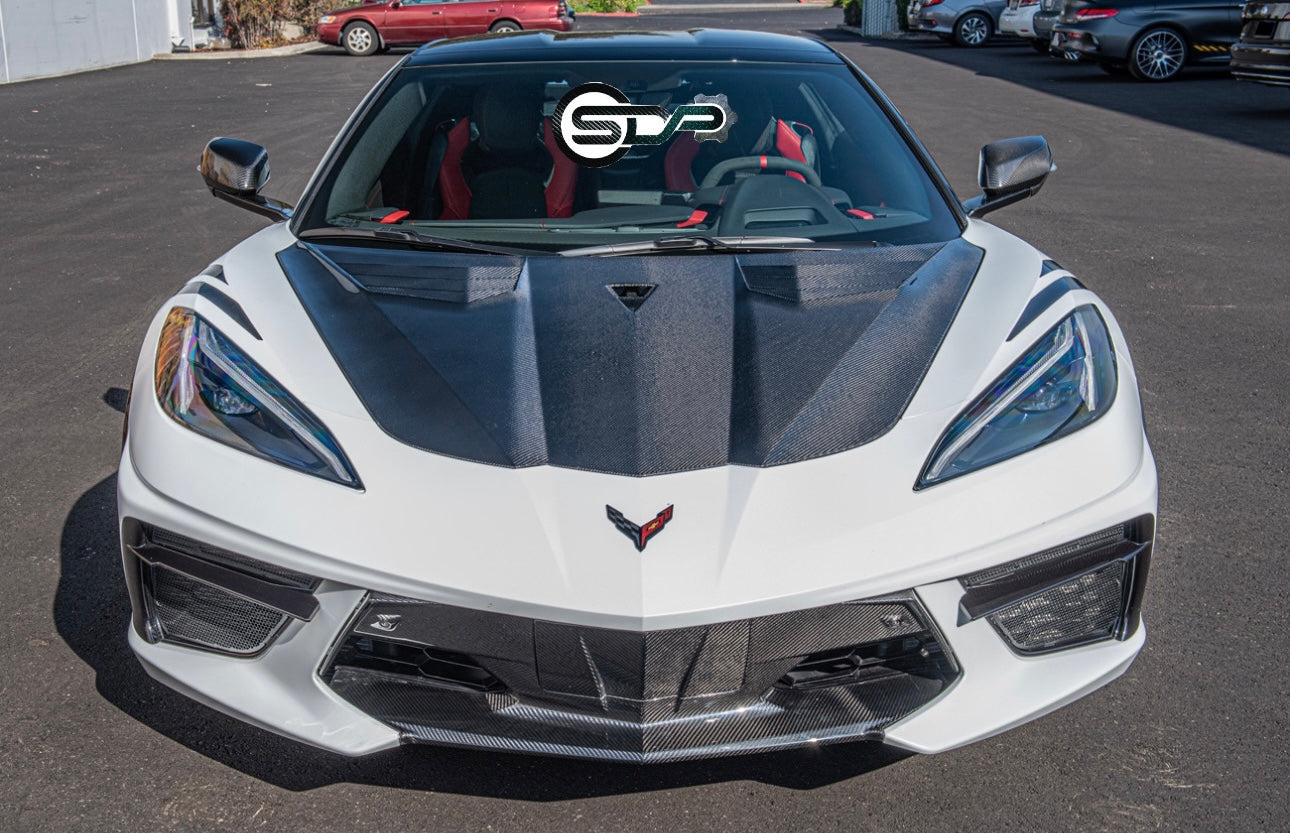 2020+ Corvette C8 | GT3 R Style CARBON FIBER Vented Front Hood