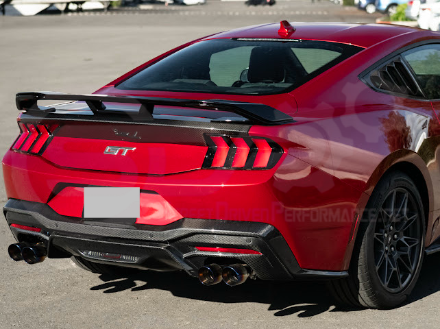 2024-UP FORD MUSTANG | DARKHORSE STYLE GLOSSY BLACK REAR TRUNK LID GURNEY FLAP WICKERBILL WING SPOILER