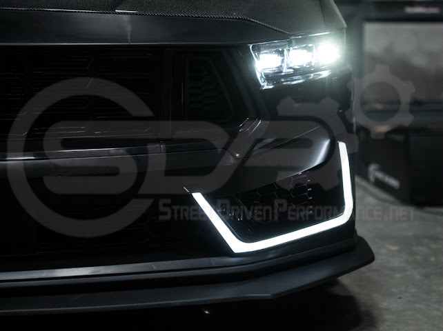 2024-Up For Mustang S650 Dark Horse Style Bumper | Side Intake LED Grille DRL Light Bar Pair
