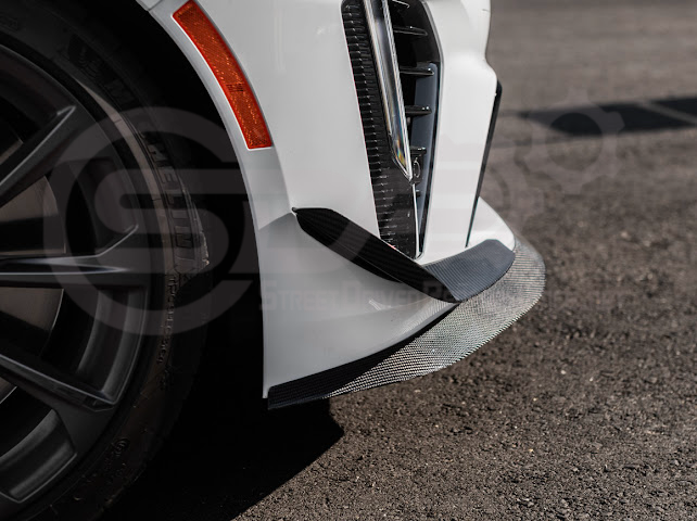 2020-UP CADILLAC CT4 BLACK WING | CARBON FIBER FRONT BUMPER CANARDS
