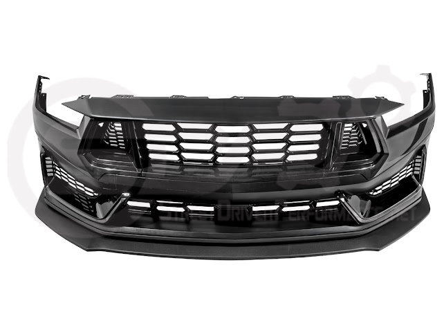 2024-Up Mustang S650 EcoBoost & GT | Dark Horse Style Front Bumper Full Replacement Kit w/ LED Light Side Grille