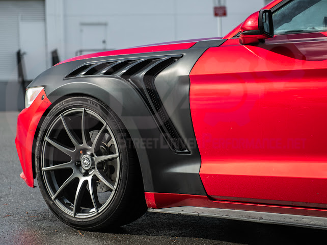 2015-2017 FORD MUSTANG S550 | GTD STYLE PRIMED BLACK FRONT SIDE VENTED FENDERS